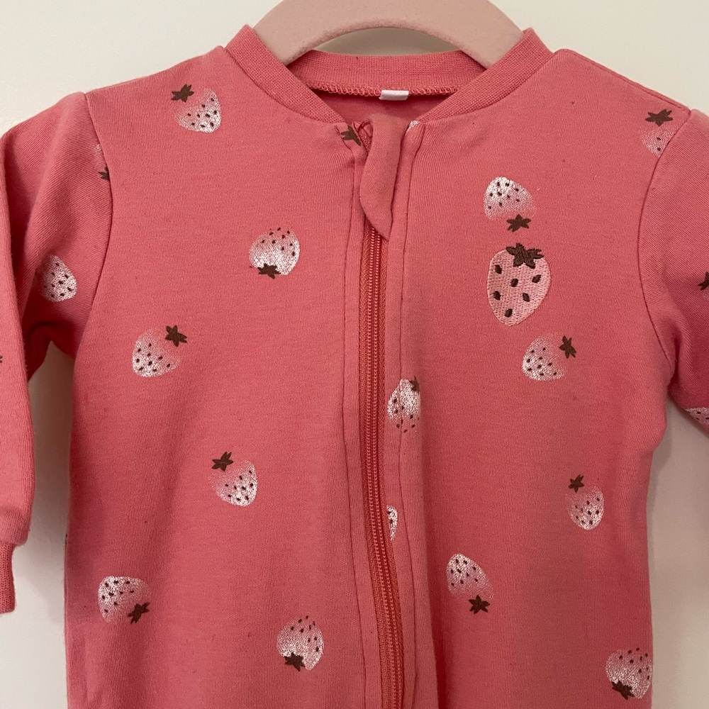 5/$30🍒Pekkle-Pink Strawberry Print Baby Onesie